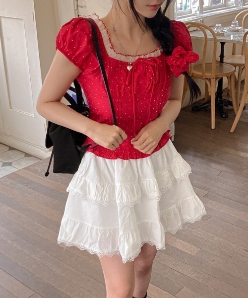 almo（アルモ）の「【LAMPOON】ドットシュシュセットブラウス（シャツ/ブラウス・レディース・ネイビー/ホワイト/レッド・FREE）」の18枚目の写真