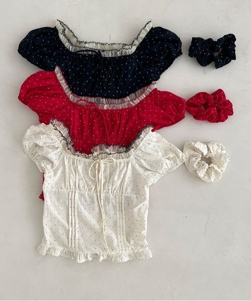 almo（アルモ）の「【LAMPOON】ドットシュシュセットブラウス（シャツ/ブラウス・レディース・ネイビー/ホワイト/レッド・FREE）」の16枚目の写真