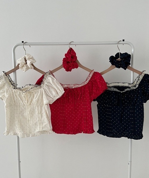 almo（アルモ）の「【LAMPOON】ドットシュシュセットブラウス（シャツ/ブラウス・レディース・ネイビー/ホワイト/レッド・FREE）」の15枚目の写真