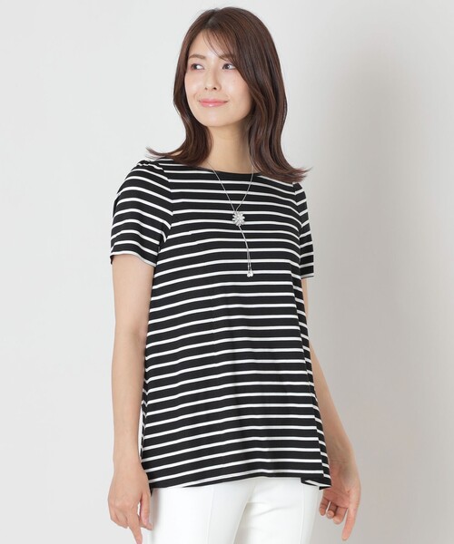 TOBECHIC♡ バックリボン ボーダーチュニック♡新品未使用 セール】バックリボン ボーダーチュニック（Tシャツ/カットソー）｜TO