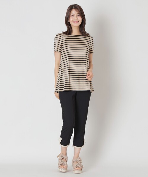 TO BE CHIC(トゥー ビー シック)の「バックリボン ボーダーチュニック(Tシャツ/カットソー・レディース・ベージュ/ブラック・40/42)」の7枚目の写真