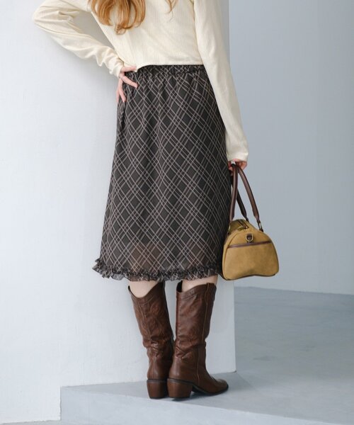 Kastane（カスタネ）の「チェックシアーミドルスカート（スカート・レディース・グリーン・FREE）」の4枚目の写真