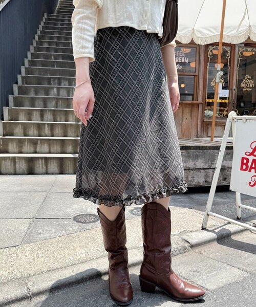 Kastane（カスタネ）の「チェックシアーミドルスカート（スカート・レディース・グリーン・FREE）」の20枚目の写真
