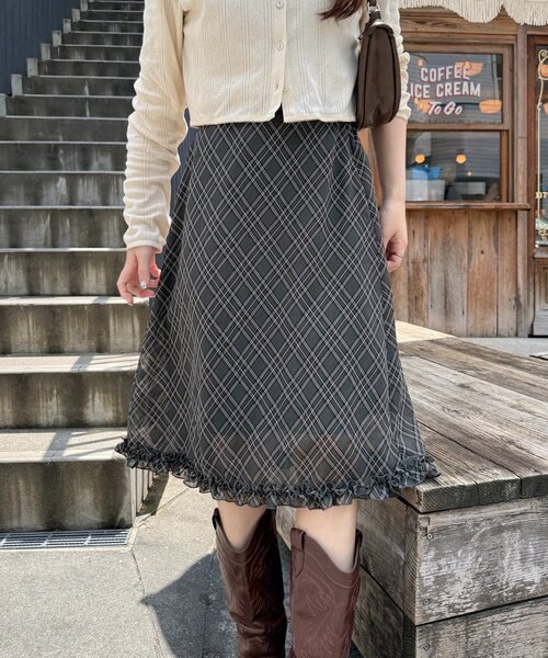 Kastane（カスタネ）の「チェックシアーミドルスカート（スカート・レディース・グリーン・FREE）」の21枚目の写真