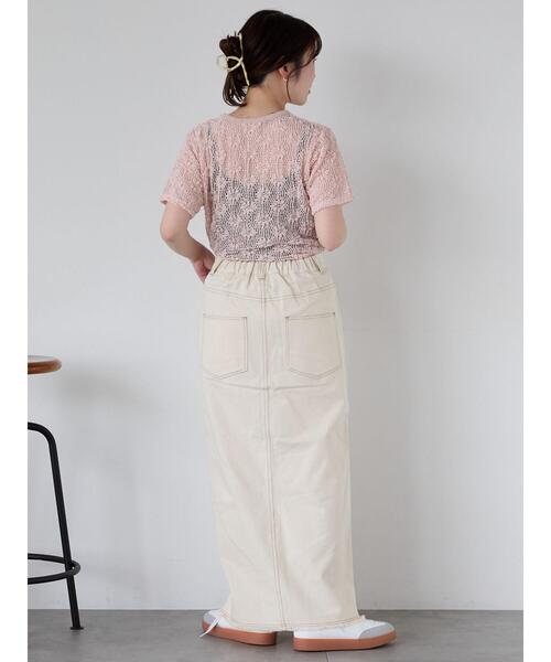 ehka sopo(エヘカソポ)の「花メッシュプルオーバー(Tシャツ/カットソー・レディース・オフホワイト/ブラック/ピンク・F)」の11枚目の写真