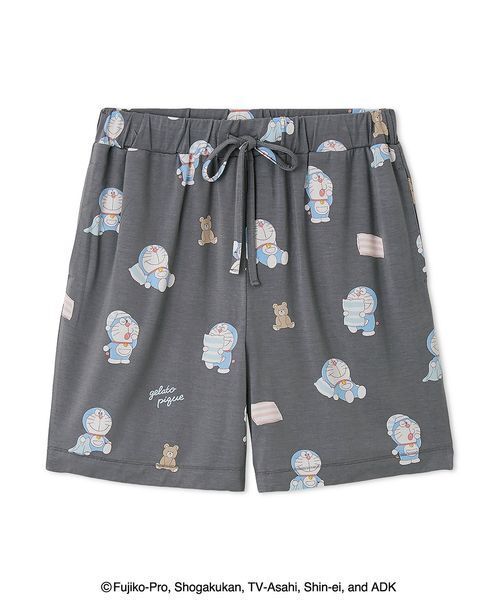 gelato pique（ジェラートピケ）の「【ドラえもん】【ユニセックス】おはようおやすみハーフパンツ（ルームウェア/パジャマ・レディース・オフホワイト/チャコールグレー・S-M/M-L）」の3枚目の写真