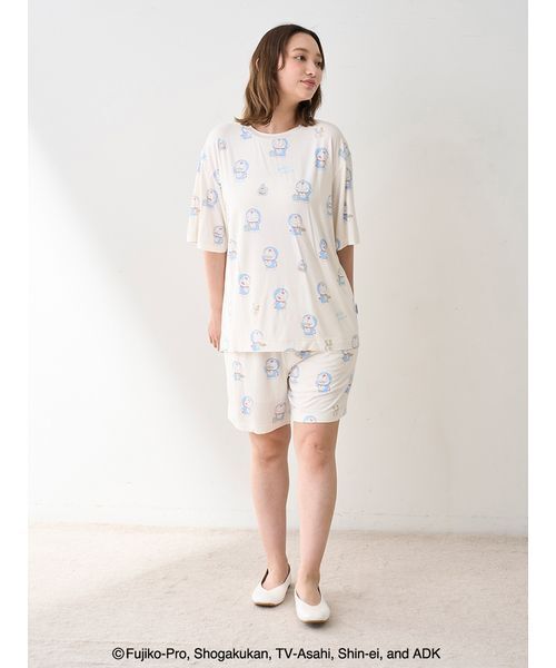 gelato pique（ジェラートピケ）の「【ドラえもん】【ユニセックス】おはようおやすみハーフパンツ（ルームウェア/パジャマ・レディース・オフホワイト/チャコールグレー・S-M/M-L）」の12枚目の写真