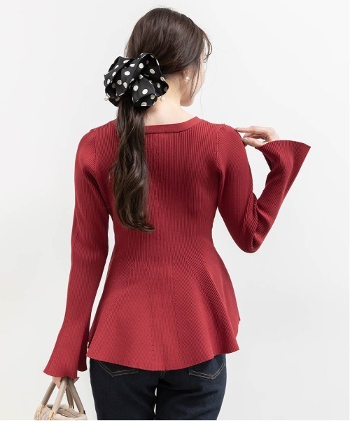 RANDA（ランダ）の「ペプラムニットカーディガン（カーディガン/ボレロ・レディース・レッド/グレー/クリーム・FREE）」の10枚目の写真