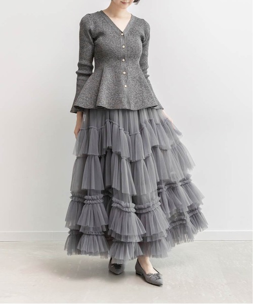 RANDA（ランダ）の「ペプラムニットカーディガン（カーディガン/ボレロ・レディース・レッド/グレー/クリーム・FREE）」の15枚目の写真