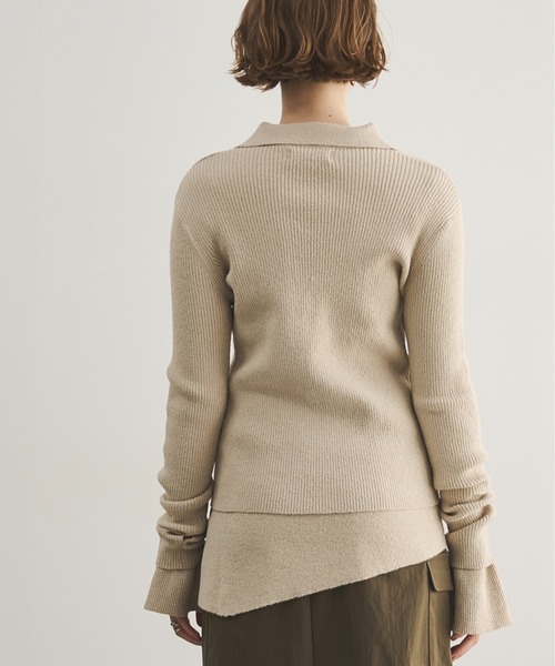 LOSCa（ロスカ）の「襟付きスラブリブニット（ニット/セーター・レディース・チャコールグレー/アイボリー/ボルドー/ラベンダー・FREE）」の22枚目の写真