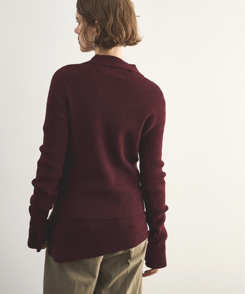 LOSCa（ロスカ）の「襟付きスラブリブニット（ニット/セーター・レディース・チャコールグレー/アイボリー/ボルドー/ラベンダー・FREE）」の11枚目の写真