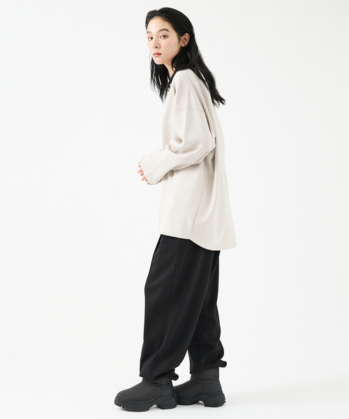 FORTUNA HOMME(フォルトゥナオム)の「【FORTUNA/フォルトゥナ】ECOTECコクーンシルエットロングTシャツ/ユニセックス【WEB限定】(Tシャツ/カットソー・メンズ・ブラック/ホワイト/グレイッシュベージュ・L/M)」の19枚目の写真