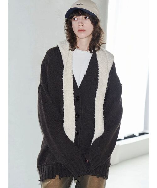 VEQUM（VEQUM）の「【VEQUM】SHETLAND WOOL CLUSH CD（カーディガン/ボレロ・レディース・グレー/ブラウン/ベージュ・FREE）」の12枚目の写真
