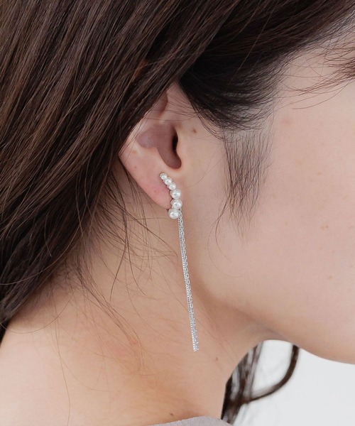 Andemiu(アンデミュウ)の「パールラインイヤカフ584422(イヤーカフ・レディース・シルバー/ゴールド・FREE)」の1枚目の写真