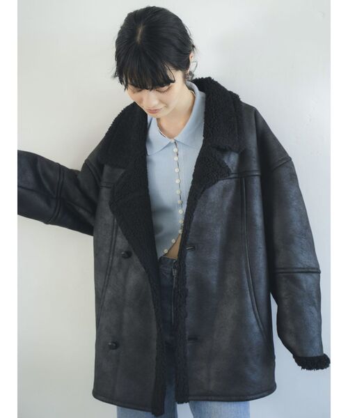 Ungrid（アングリッド）の「フェイクムートンルーズブルゾン（ブルゾン・レディース・ブラック/ダークブラウン・MEDIUM/SMALL）」の6枚目の写真