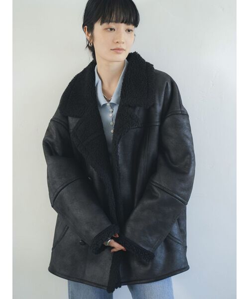 Ungrid（アングリッド）の「フェイクムートンルーズブルゾン（ブルゾン・レディース・ブラック/ダークブラウン・MEDIUM/SMALL）」の7枚目の写真