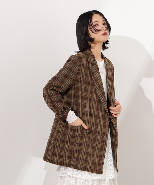 N.（N. Natural Beauty Basic）（エヌエヌナチュラルビューティーベーシック）の「チェックジャケット（テーラードジャケット・レディース・ベージュ系その他/ブラウン・MEDIUM）」の11枚目の写真