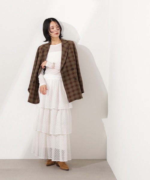 N.（N. Natural Beauty Basic）（エヌエヌナチュラルビューティーベーシック）の「チェックジャケット（テーラードジャケット・レディース・ベージュ系その他/ブラウン・MEDIUM）」の14枚目の写真