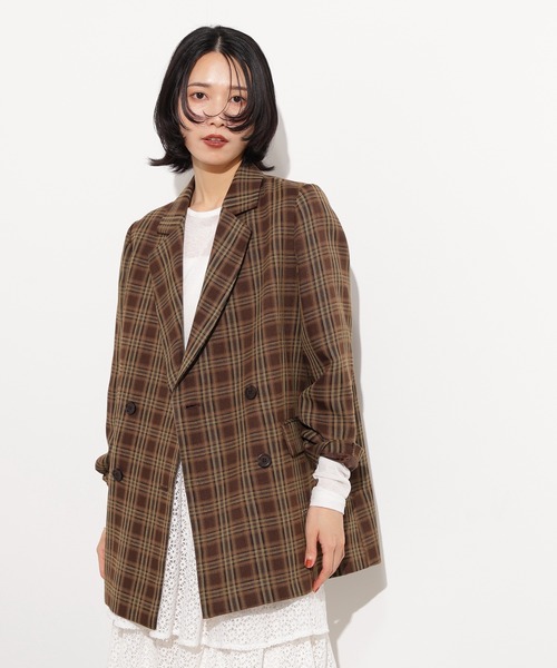 N.（N. Natural Beauty Basic）（エヌエヌナチュラルビューティーベーシック）の「チェックジャケット（テーラードジャケット・レディース・ベージュ系その他/ブラウン・MEDIUM）」の5枚目の写真