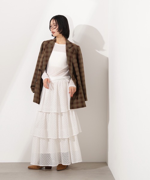 N.（N. Natural Beauty Basic）（エヌエヌナチュラルビューティーベーシック）の「チェックジャケット（テーラードジャケット・レディース・ベージュ系その他/ブラウン・MEDIUM）」の6枚目の写真