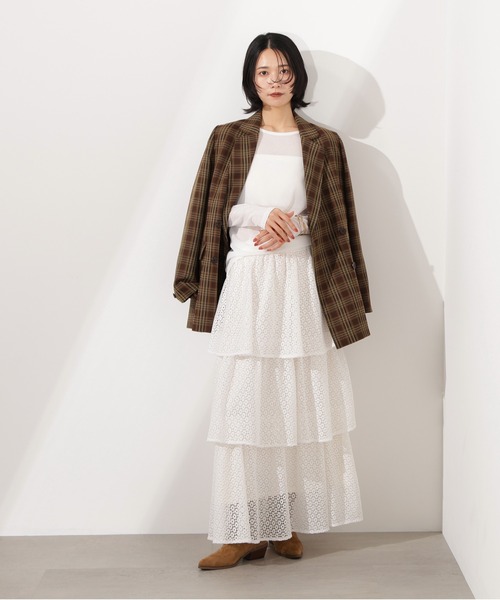 N.（N. Natural Beauty Basic）（エヌエヌナチュラルビューティーベーシック）の「チェックジャケット（テーラードジャケット・レディース・ベージュ系その他/ブラウン・MEDIUM）」の9枚目の写真