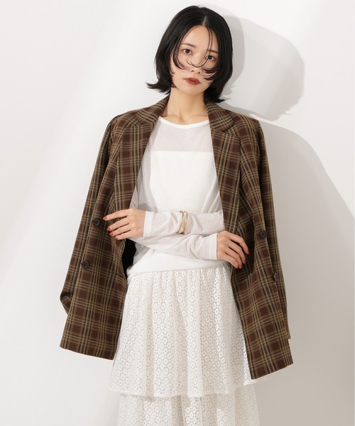 N.（N. Natural Beauty Basic）（エヌエヌナチュラルビューティーベーシック）の「チェックジャケット（テーラードジャケット・レディース・ベージュ系その他/ブラウン・MEDIUM）」の10枚目の写真