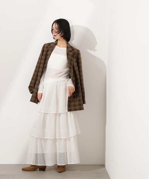 N.（N. Natural Beauty Basic）（エヌエヌナチュラルビューティーベーシック）の「チェックジャケット（テーラードジャケット・レディース・ベージュ系その他/ブラウン・MEDIUM）」の3枚目の写真