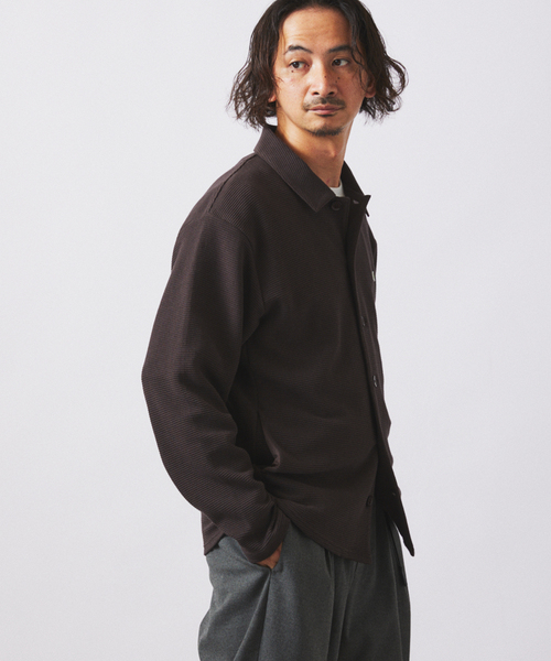 LACOSTE（ラコステ）の「LACOSTE / ラコステ 別注 ヘビーピケ シャツ ジャケット（カーディガン/ボレロ・メンズ・グレー/ブラック/ブラウン・4/5）」の6枚目の写真