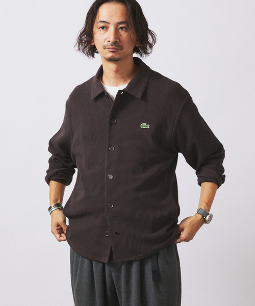 LACOSTE（ラコステ）の「LACOSTE / ラコステ 別注 ヘビーピケ シャツ ジャケット（カーディガン/ボレロ・メンズ・グレー/ブラック/ブラウン・4/5）」の7枚目の写真