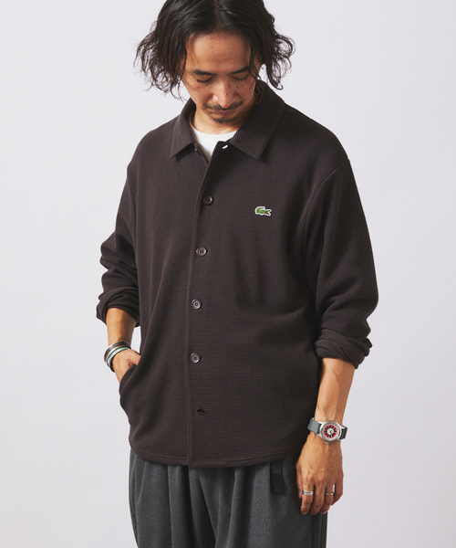 ラコステ　ヘビーピケポロ　ブラック３　新品未使用 LACOSTE / ラコステ 別注 ヘビーピケ シャツ ジャケット（カーディガン