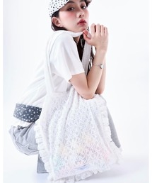 Smyeon（スミョン）の「Lace frill totebag/レースフリルトートバッグ（トートバッグ）」
