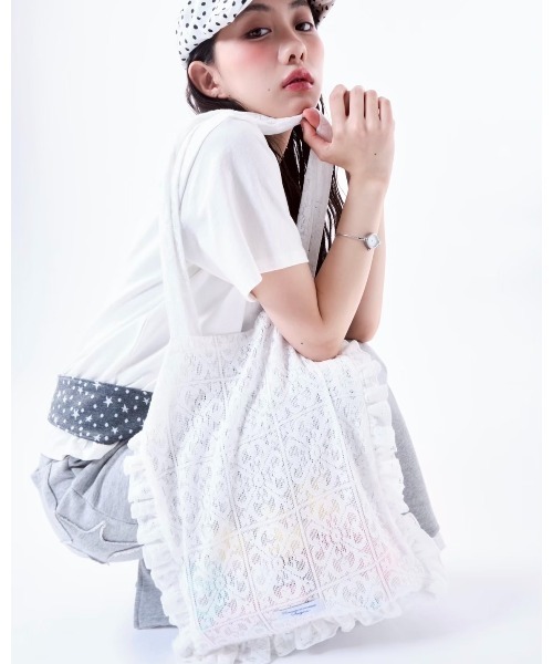 Smyeon（スミョン）の「Lace frill totebag/レースフリルトートバッグ