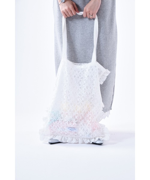 Smyeon(スミョン)の「Lace frill totebag/レースフリルトートバッグ(トートバッグ・レディース・ホワイト・FREE)」の5枚目の写真