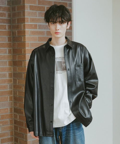 RAGEBLUE(レイジブルー)の「シンセティックレザー/ビッグシャツ(シャツ/ブラウス・メンズ・ブラウン/ブラック・MEDIUM/LARGE)」の7枚目の写真