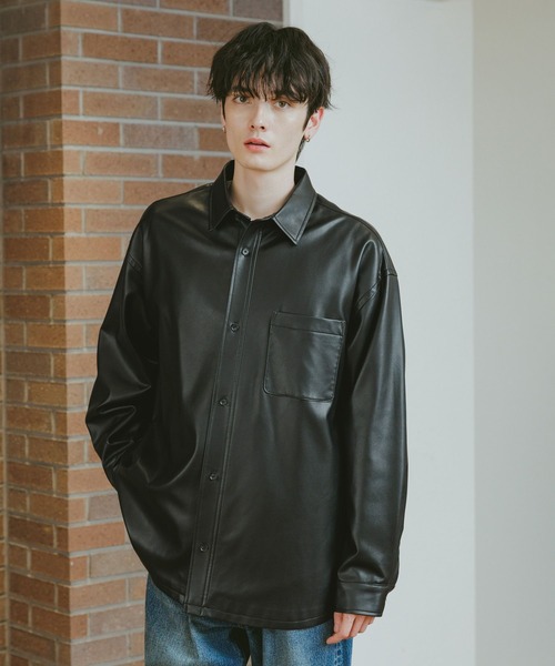 RAGEBLUE(レイジブルー)の「シンセティックレザー/ビッグシャツ(シャツ/ブラウス・メンズ・ブラウン/ブラック・MEDIUM/LARGE)」の8枚目の写真