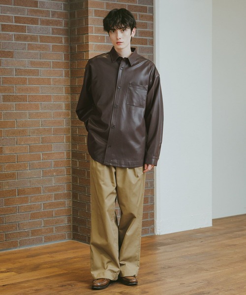 RAGEBLUE(レイジブルー)の「シンセティックレザー/ビッグシャツ(シャツ/ブラウス・メンズ・ブラウン/ブラック・MEDIUM/LARGE)」の9枚目の写真