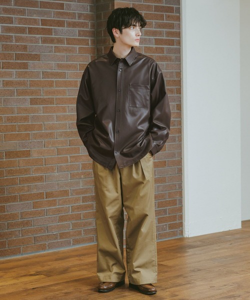 RAGEBLUE(レイジブルー)の「シンセティックレザー/ビッグシャツ(シャツ/ブラウス・メンズ・ブラウン/ブラック・MEDIUM/LARGE)」の10枚目の写真