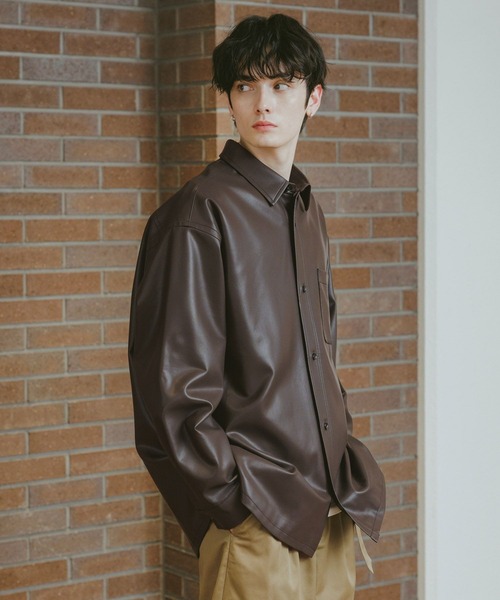 RAGEBLUE(レイジブルー)の「シンセティックレザー/ビッグシャツ(シャツ/ブラウス・メンズ・ブラウン/ブラック・MEDIUM/LARGE)」の13枚目の写真