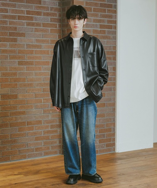 RAGEBLUE(レイジブルー)の「シンセティックレザー/ビッグシャツ(シャツ/ブラウス・メンズ・ブラウン/ブラック・MEDIUM/LARGE)」の3枚目の写真