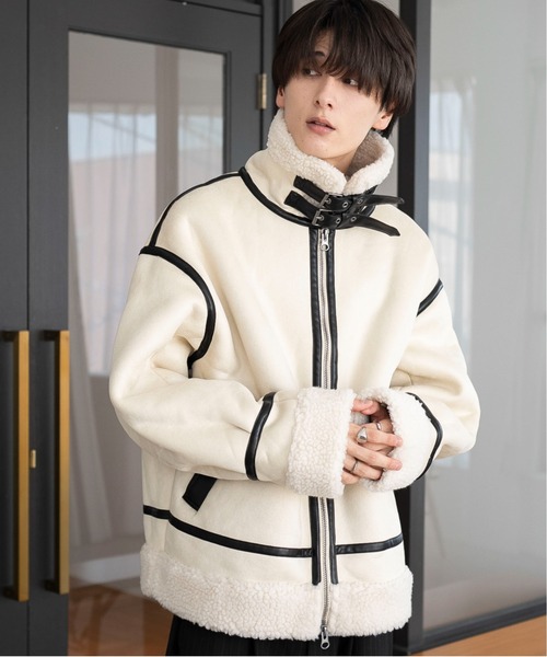 LUCY（ルーシー）の「LUCY/B-3ジャケット（ムートンコート・メンズ・ブラウン/ライトベージュ/ブラック・MEDIUM/LARGE）」の3枚目の写真