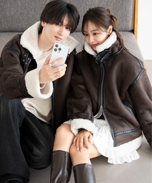 go weat ゴーウエスト リアルムートン ボア コート ジップ B3 B-3 セール】LUCY/【25年秋冬新作】B-3ジャケット（ムートンコート）｜LUCY