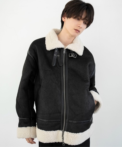 【はしなお】ISHIZU OFFICE ムートン コート ジャケット ルーズシルエットフェイクムートンジャケット（ムートンコート