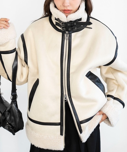 LUCY（ルーシー）の「LUCY/B-3ジャケット（ムートンコート・メンズ・ブラウン/ライトベージュ/ブラック・MEDIUM/LARGE）」の4枚目の写真