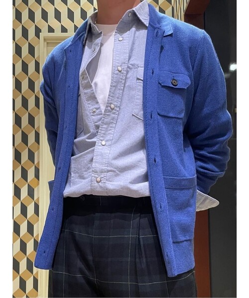 BROOKS BROTHERS(ブルックスブラザーズ)の「スーピマコットン リブニット チョアジャケットセーター(カーディガン/ボレロ・メンズ・ブルー/グレー・MEDIUM/X-LARGE/LARGE/SMALL)」の1枚目の写真