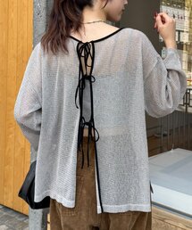 CIAOPANIC TYPY | 前後2wayメランジシアーストライプリボンカーデ(Tシャツ/カットソー)