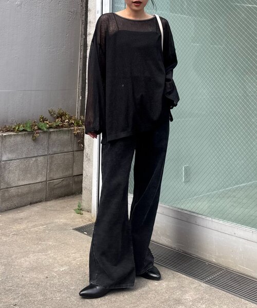 CIAOPANIC TYPY（チャオパニックティピー）の「前後2wayメランジシアーストライプリボンカーデ（Tシャツ/カットソー・レディース・グレー/オフホワイト/ブラック・ONE SIZE）」の20枚目の写真