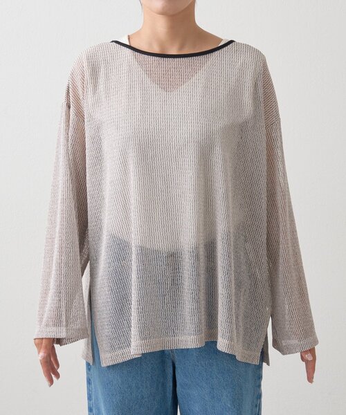 CIAOPANIC TYPY（チャオパニックティピー）の「前後2wayメランジシアーストライプリボンカーデ（Tシャツ/カットソー・レディース・グレー/オフホワイト/ブラック・ONE SIZE）」の5枚目の写真