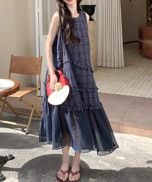 gossip!ロサンゼルス(ゴシップロサンゼルス)の「シアーヘムライン チェックワンピース(ワンピース・レディース・チェック・M/L)」の11枚目の写真