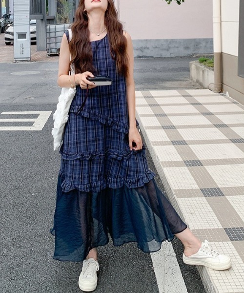 gossip!ロサンゼルス(ゴシップロサンゼルス)の「シアーヘムライン チェックワンピース(ワンピース・レディース・チェック・M/L)」の14枚目の写真