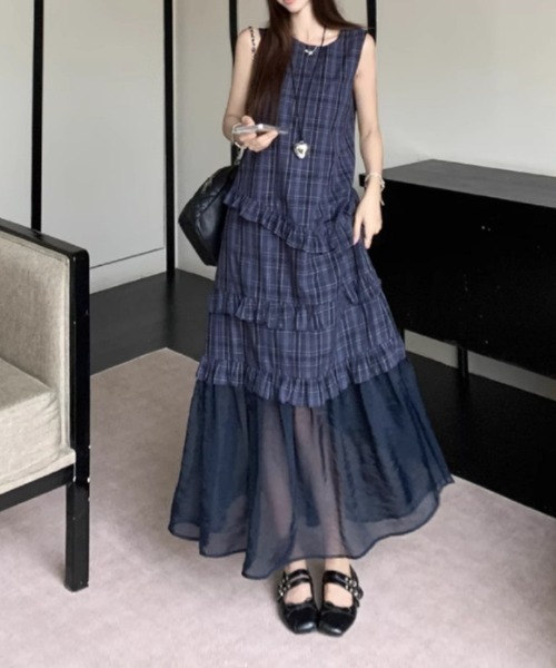 gossip!ロサンゼルス(ゴシップロサンゼルス)の「シアーヘムライン チェックワンピース(ワンピース・レディース・チェック・M/L)」の15枚目の写真